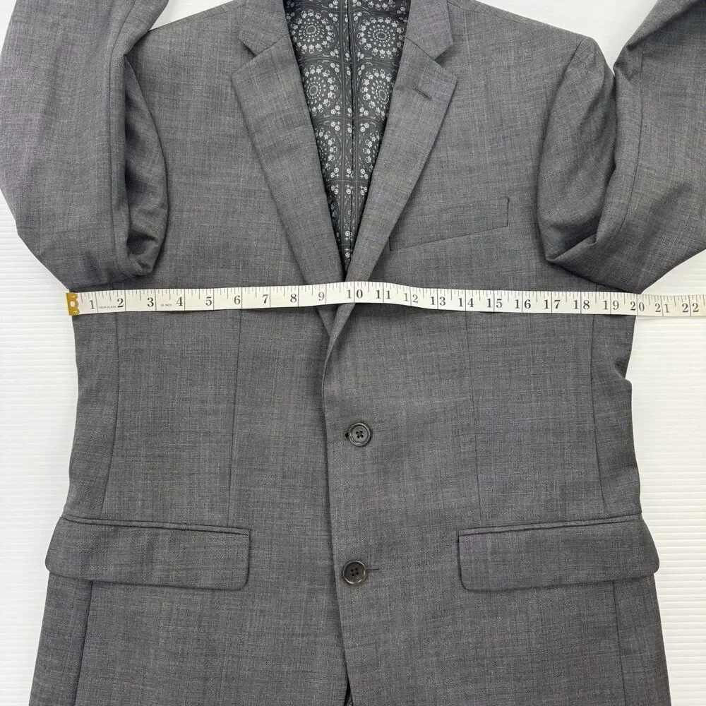 Tallia Lord & Taylor Blazer Mens 40S Gray 100% Wool Sport Coat Pattern Lining